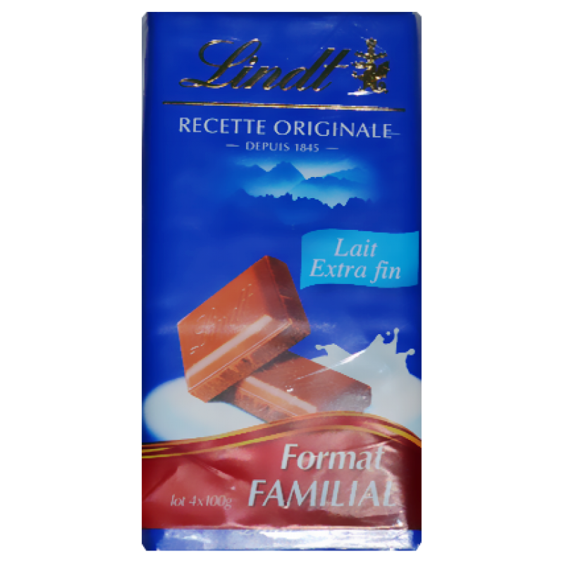LINDT LAIT  EXTRA FIN 100 GRS   - Pack 4